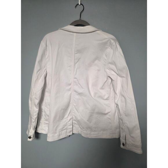 Eileen Fisher White Womens Jacket S Button up Jean Style Minimalist Fall Layer - Picture 4 of 9